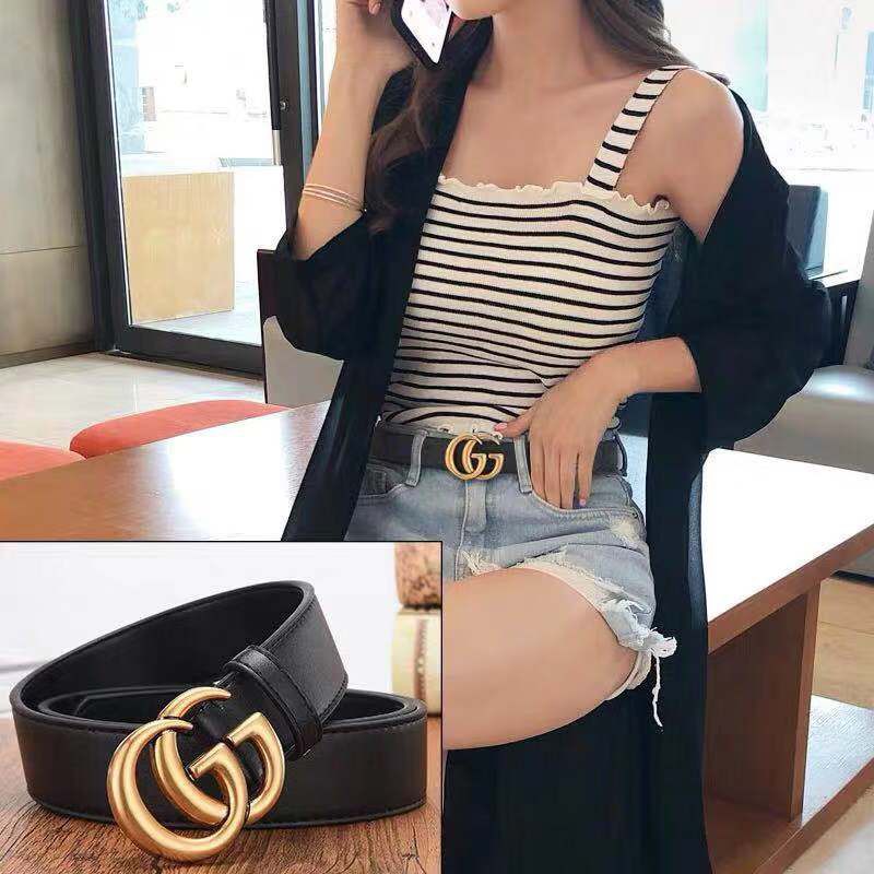 Tali Pinggang Double G Belt Wanita Belt Fashion Sabuk Kulit Buatan Polyurethane Import/ikat pinggang wanita