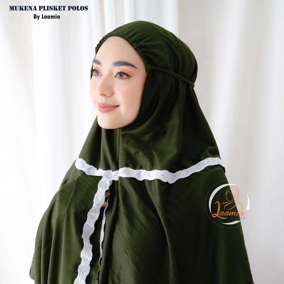 Zamia Mukena Plisket Hyget Polos Ukuran Dewasa / Mukena Plisket Hyget Renda {CLP.02Jl22ᵂ}