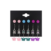 LRC Anting Set Fashion Color Mixing 9 Pairs Of Animal Love Earrings K50506