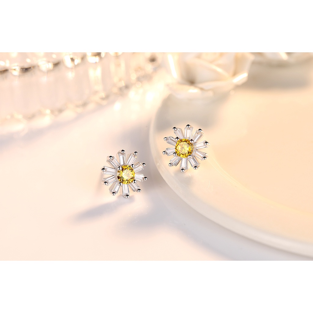 Anting Perak 925 Wanita Bunga Daisy Fashion Perhiasan/Subang Telinga anting perempuan