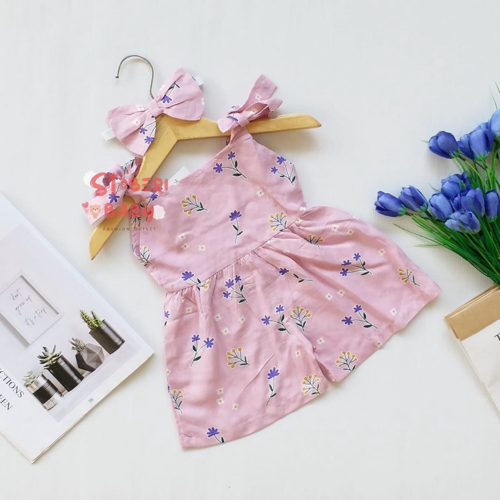 PUNCAK 3.3 stoberi baby - BBB JUMPSUIT HANA setelan anak perempuan jumper bayi motif bunga lucu free headband PART 3