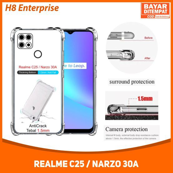 Case Anti Crack Realme C25 / Narzo 30A Casing Shockproof Dengan Tebal 1.5mm