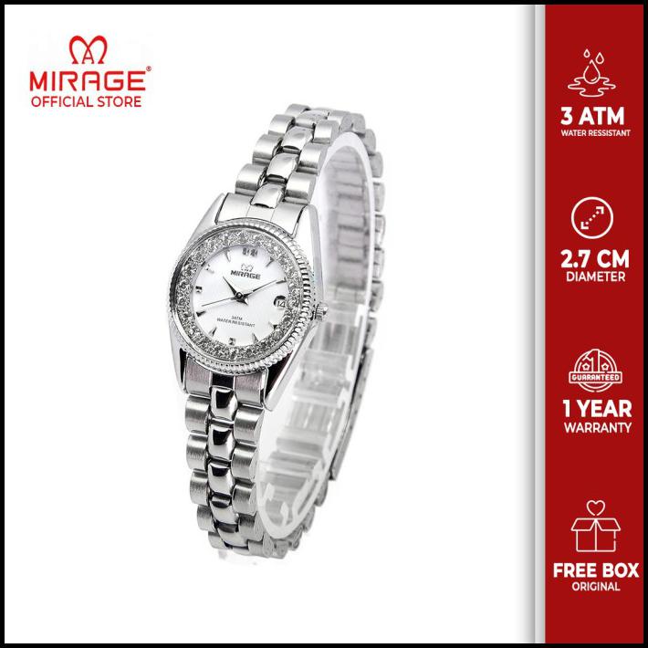 Jam Tangan Mirage Wanita Original Rx 1580 L Silver Pp