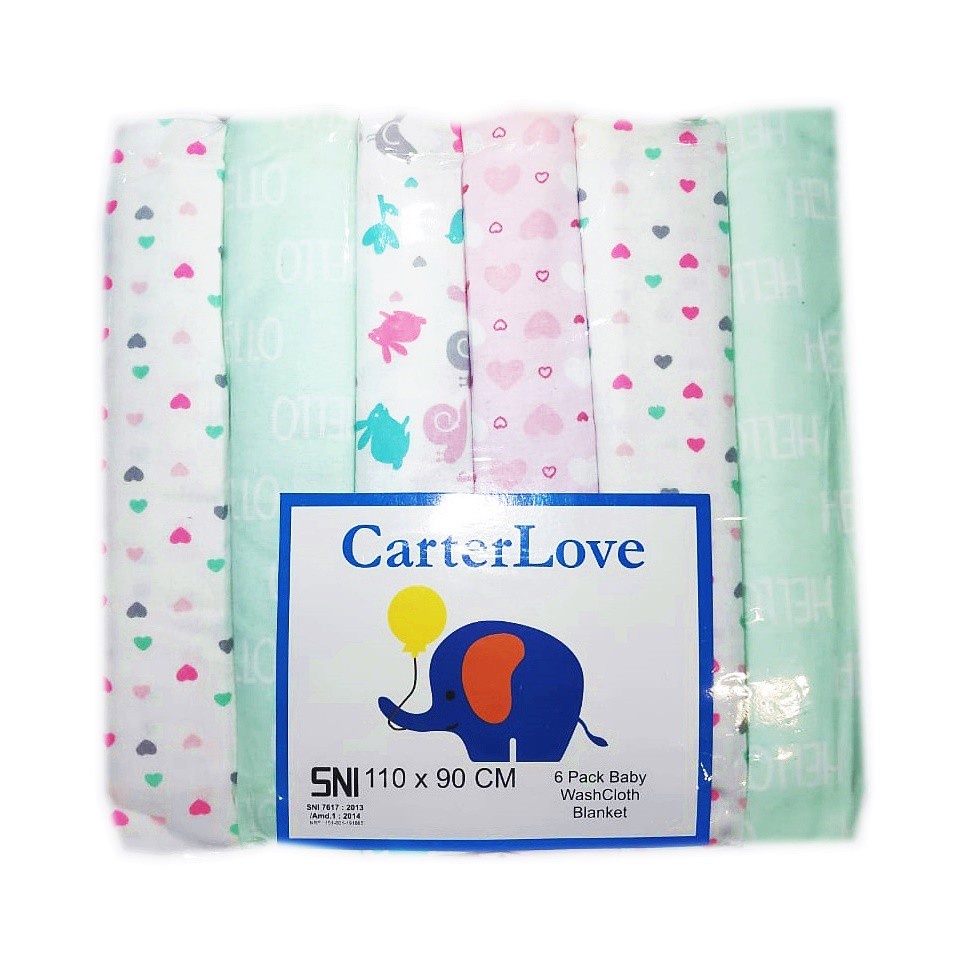 Carterlove Bedong Bayi 6in1 JUMBO 110x90 SNI/ Selimut Bayi Flanel (Tersedia varian karakter)