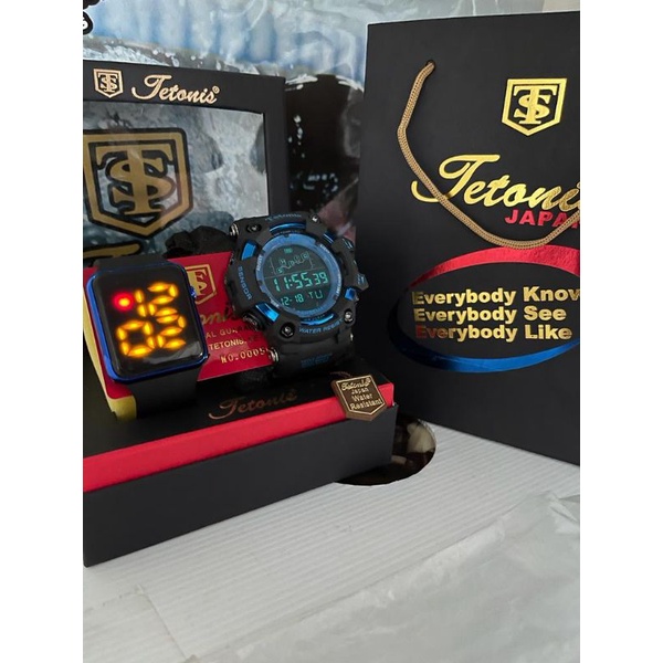 (COD)✅JAM TANGAN PRIA DIGITAL TETONIS MODEL SPORT FREE 1JAM TANGAN LED