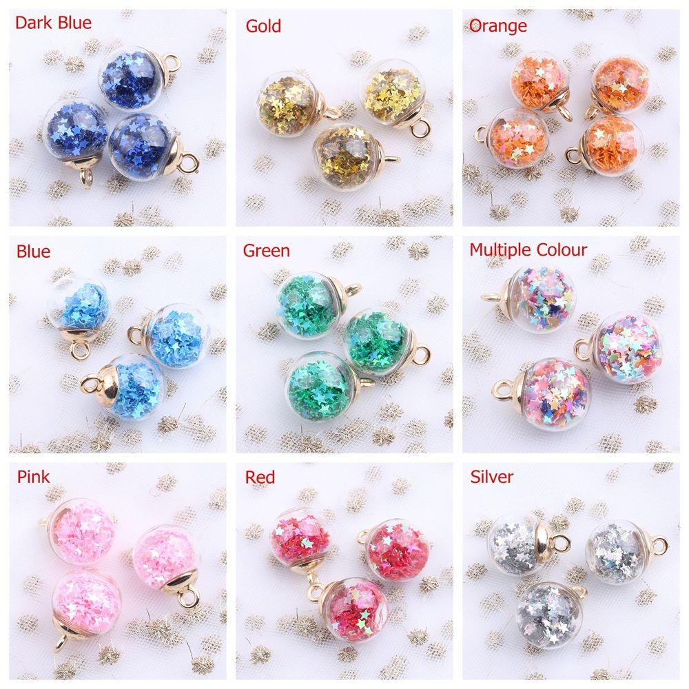 WONDER 20pcs Manik-Manik Kaca Transparan Dekorasi Natal Xmas Aksesoris Perhiasan Liontin Beads Cord Locks Gelang Anting Kristal