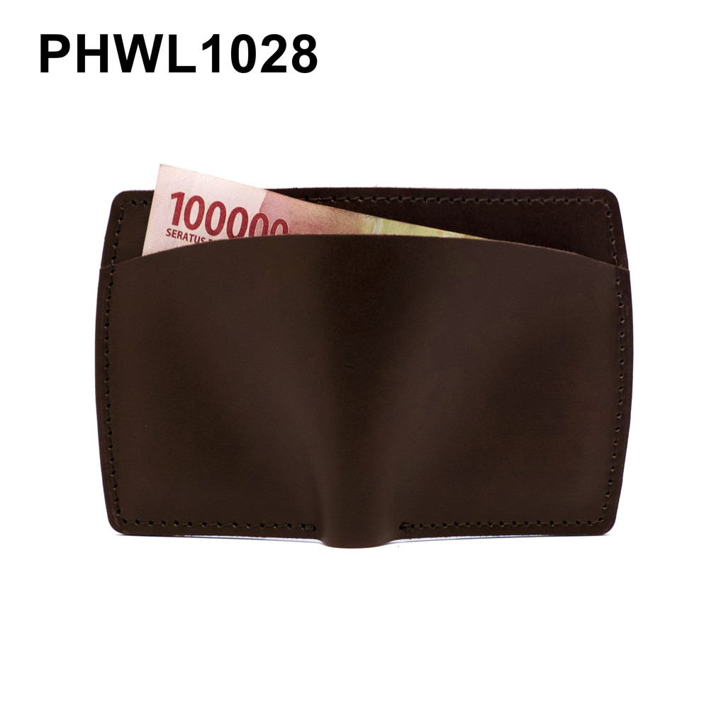 dompet pria kulit sapi asli bifold wallet saku luar coklat - PHWL1028