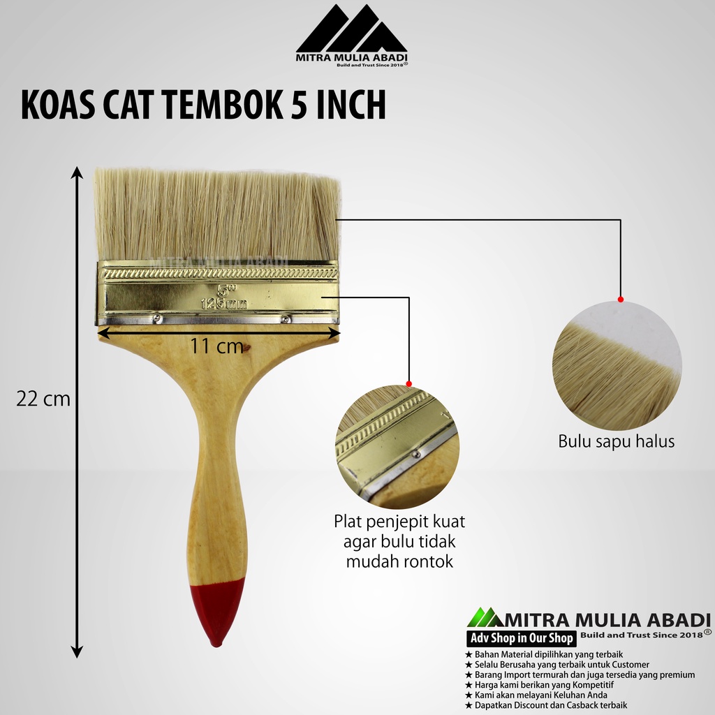 Kuas/ Koas Cat Tembok Ukuran 5&quot; inch