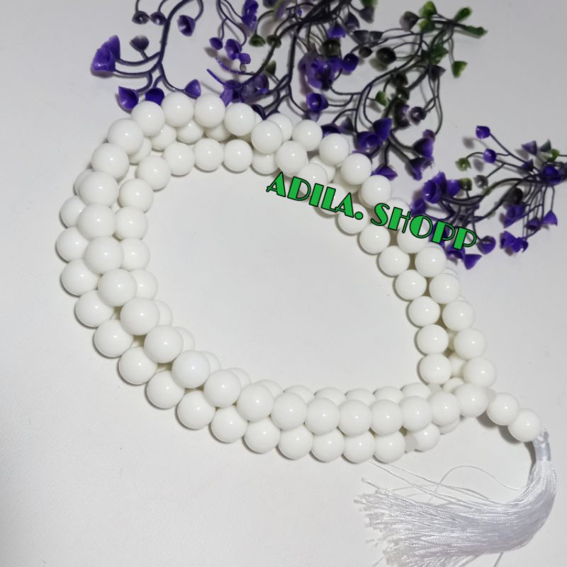 TASBIH BATU GIOK PUTIH SUSU 12MM 99BUTIR ORIGINAL