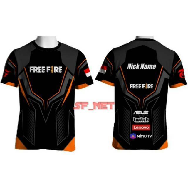  Baju  kaos  JERSEY GAMING FREE FIRE FF  CUSTOM BATTLEGROUNDS 