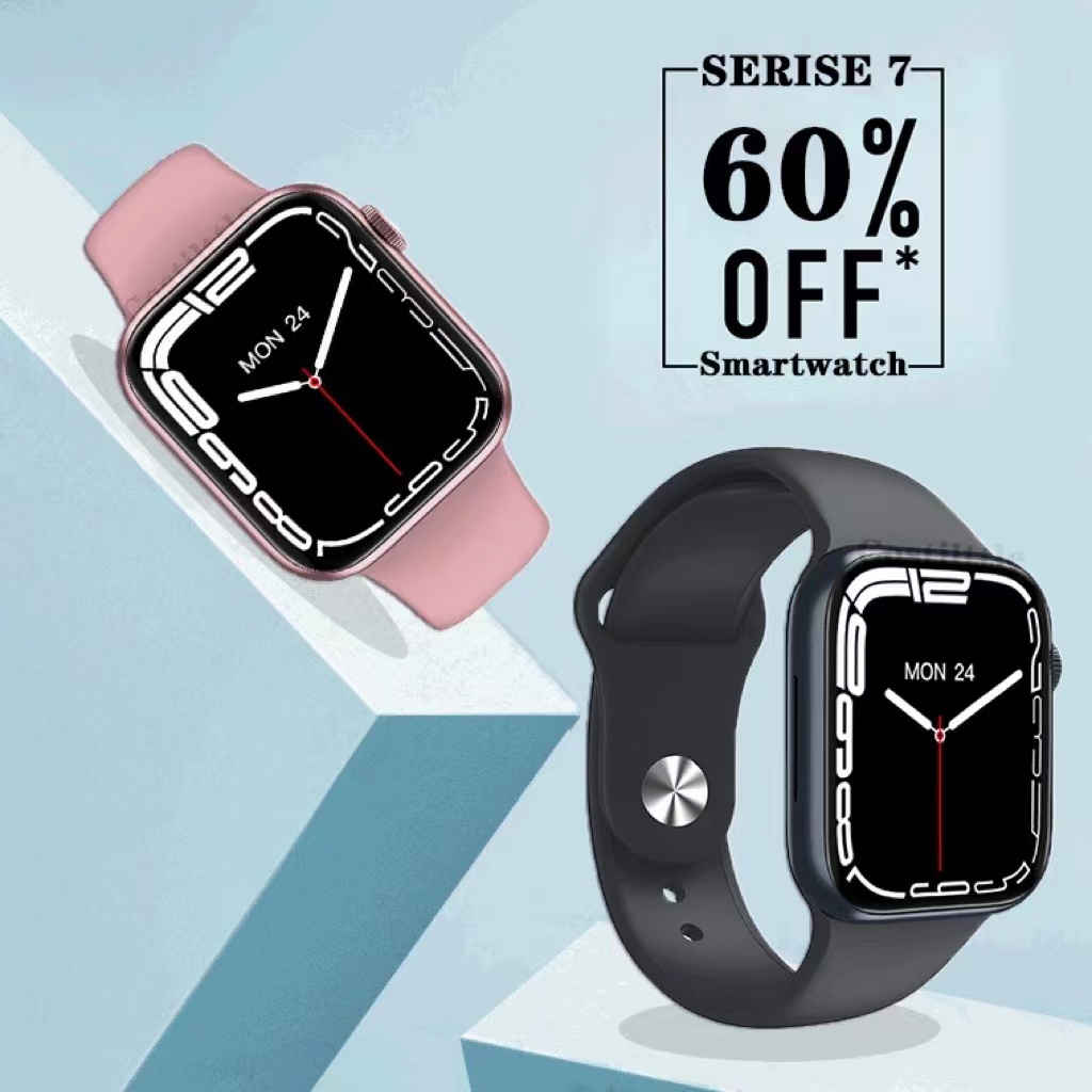 COD✅ HI Watch Series 7 SmartWatch 1.75HD Bluetooth Custom Wallpaper Heart Rate Blood Pressure Monitor Wireless Charge Spin Button Sport Smart Watch   W26