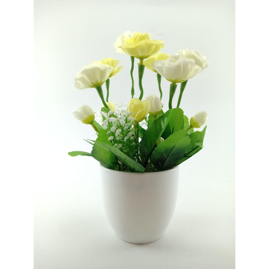 COD BUNGA PLASTIK BUNGA PAJANGAN IMITASI BUNGA ARTIFISIAL BUNGA MAWAR TANAMAN HIAS BR2214-PUTIH