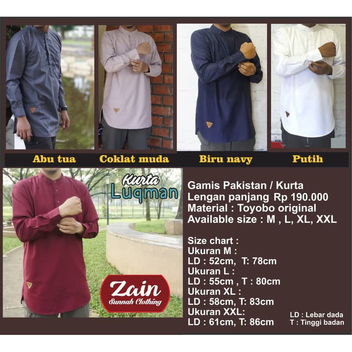 Gamis Pakistan / Kurta Luqman Lengan Panjang