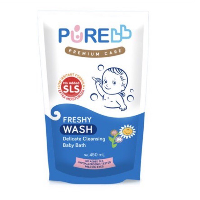 Pure Baby Bath Freshy Fruity Wash 450ml - Pure Sabun Mandi Bayi Anak Refill NO SLS Newborn Baby