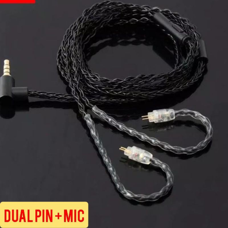 Jcally 8 Core Jc08s Kabel Upgrade dengan Mic for Kabel KZ ZSN PRO ZS3 EDX ZSN PRO X KABEL ZSN KABEL ZST ZS5 ZSA ZS6 ZS10 PRO ZSX BLON BL03 ED12 zs6 zs5 zst zst pro trn mt1