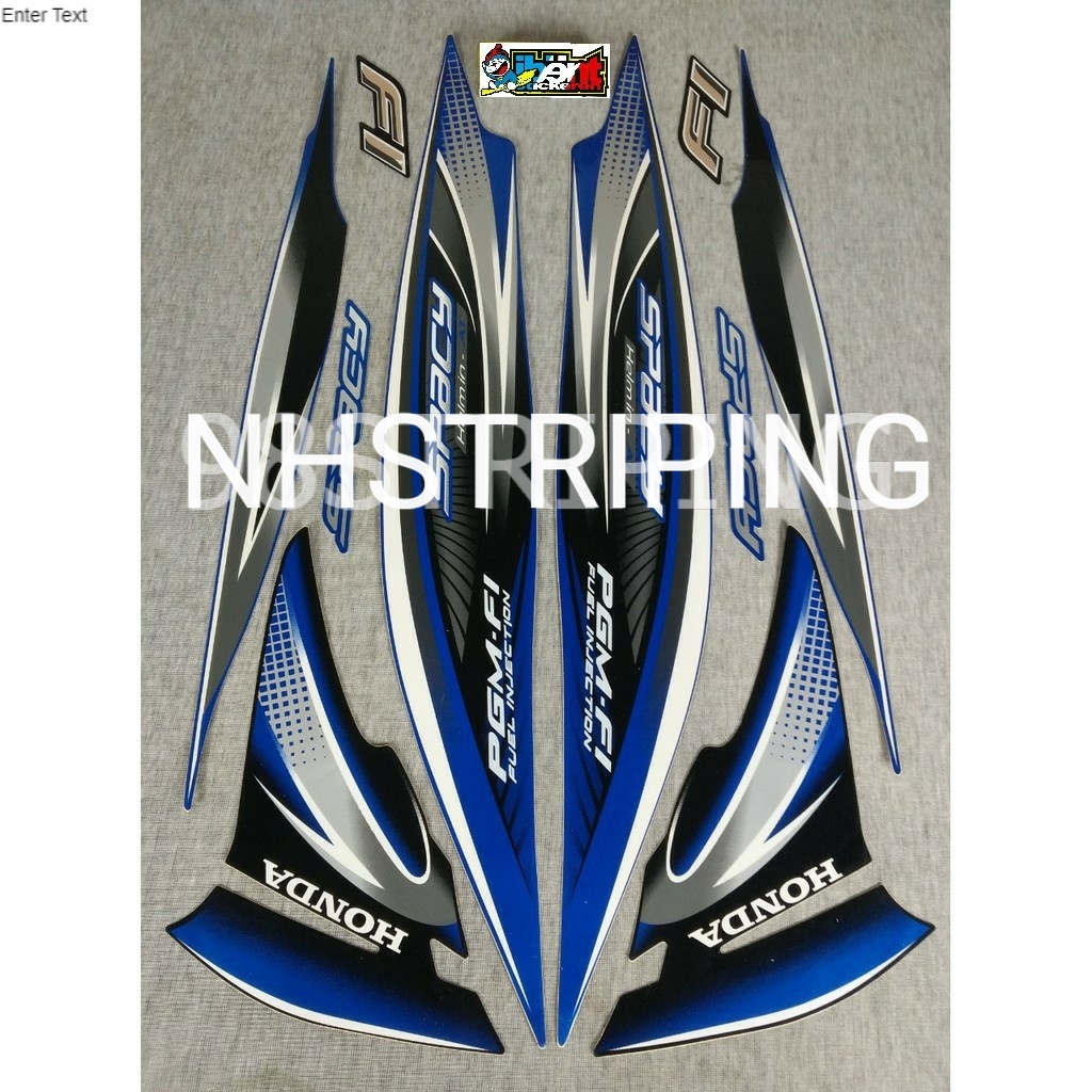 STRIPING SPACY FI HELM IN BIRU  2011 2012 STRIPING LIS STANDAR ORI HONDA F1
