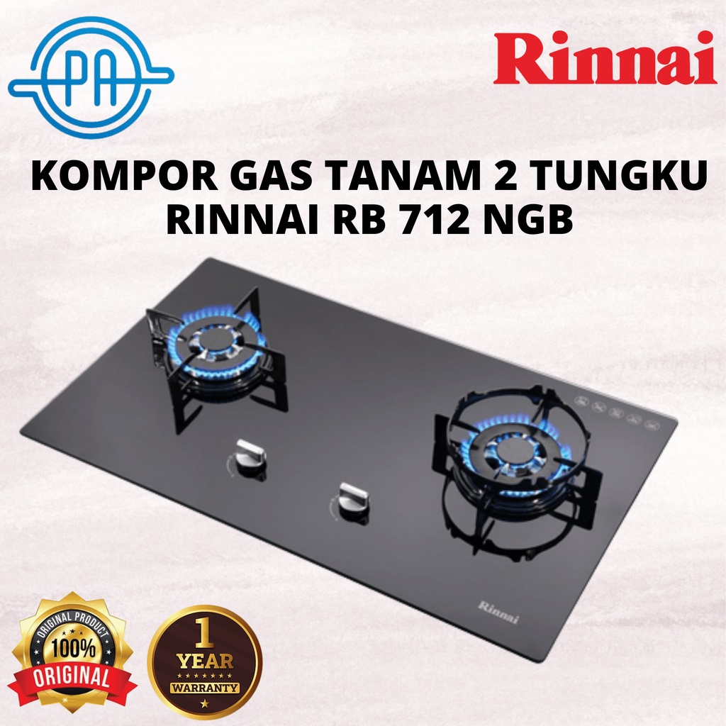 KOMPOR GAS TANAM 2 TUNGKU RINNAI RB712NGB RB-712NGB RB 712NGB