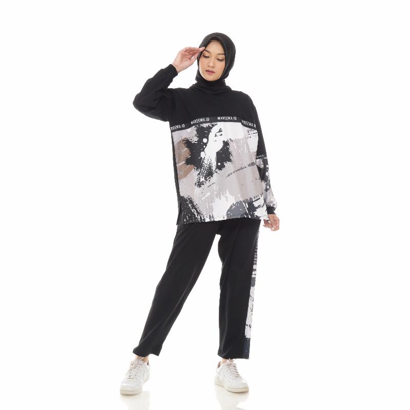 Setelan Olahraga Terbaru Wanita Jumbo Muslimah Kekinian Gowes Senam Joging-6