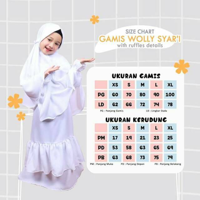 Gamis Wolly Syari by Paku Payung - Gamis Putih Anak syari - Gamis Manasik Anak Murah