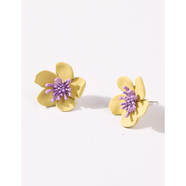 LRC Anting Tusuk Fashion Flower Hit Color Alloy Earrings K25912