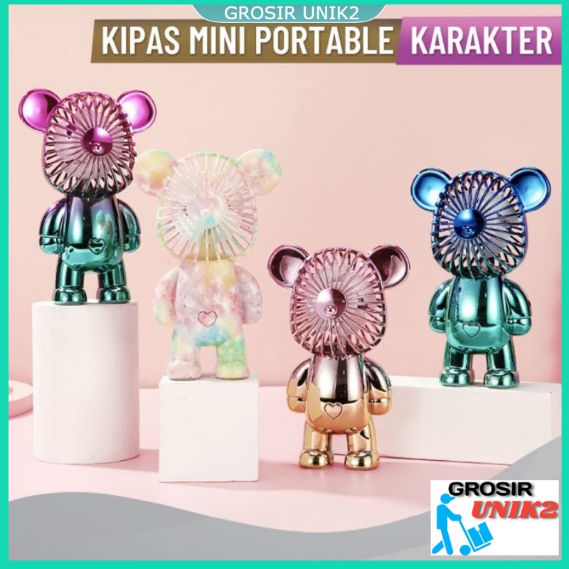 KIPAS ANGIN MINI PORTABLE BERUANG GRADASI USB CHARGE FUN KIPAS VIRAL