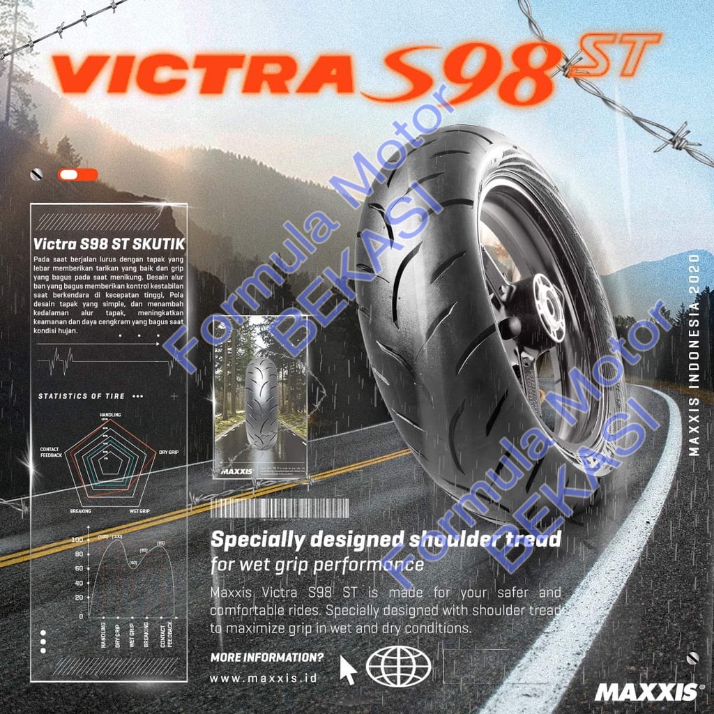 110/80-14 & 140/70-14 Ban Maxxis Victra S98 ST Dual Compound - Sepasang Ban Motor Aerox-155 Ring 14
