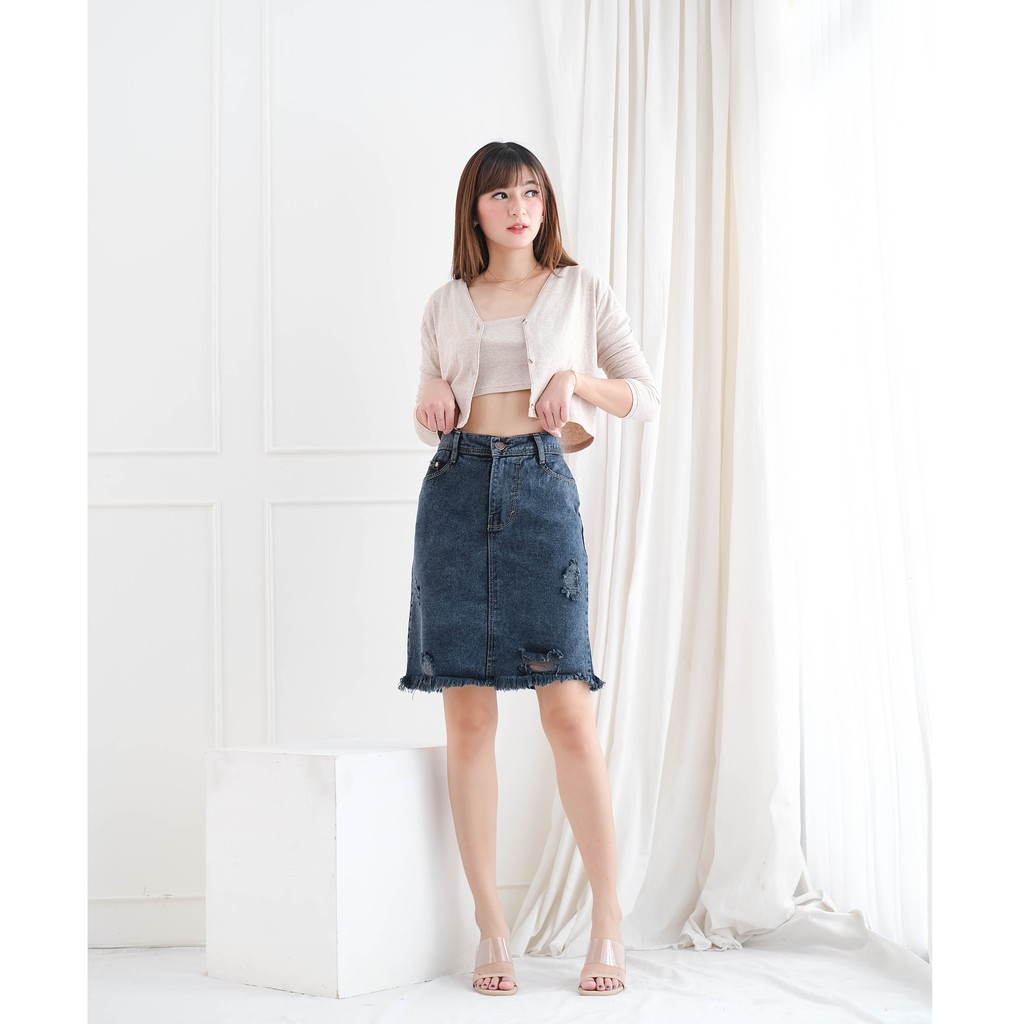 ROK Jeans SEPAN PENDEK 3/4 Ripped Rawis ada 4 Warna PREMIUM ~ LMF Jeans-6