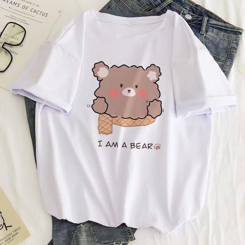 MYSTIQUE.ID-BAJU KAOS I AM A BEAR COKLAT T-SHIRT LUCU DAN AESTHETIC