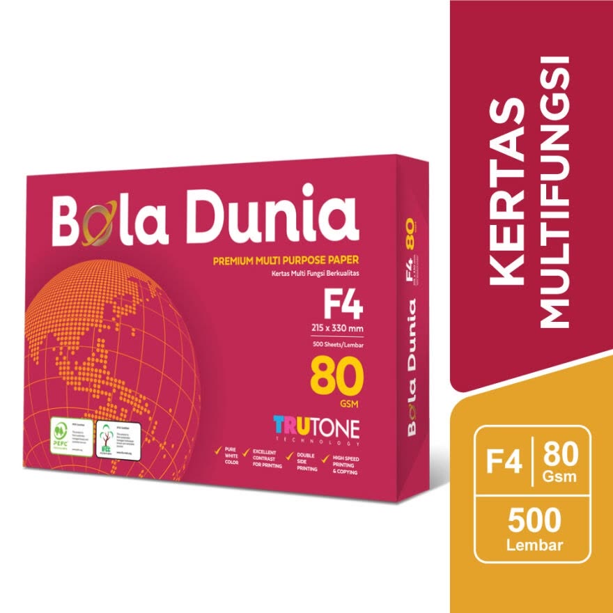 

Bola Dunia F4 80 gr ( 1 Rim - 500 Lembar )