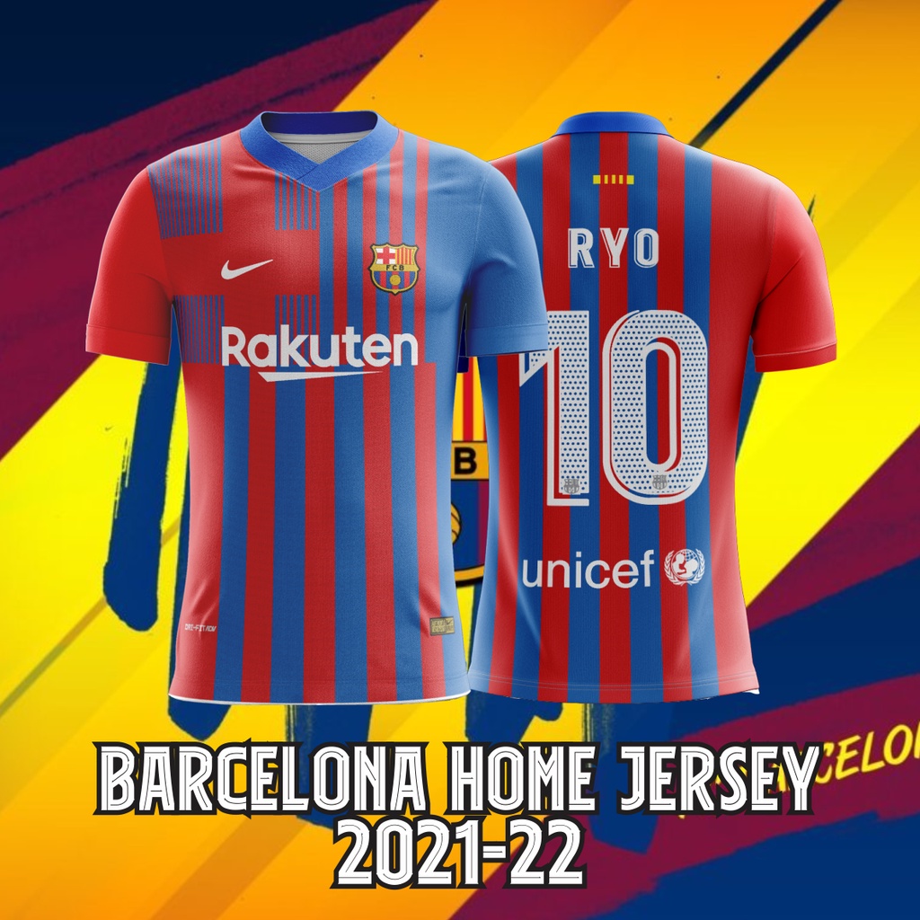 Jersey Barcelona Barca Home New Musim 2021/2022 Full Printing Free Name Set dan Patch UCL / Laliga