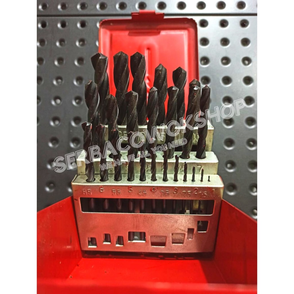 Mata Bor Set Besi 25 Pcs 1 - 13 mm HSS Twist Drill Komplit Termurah Berkualitas