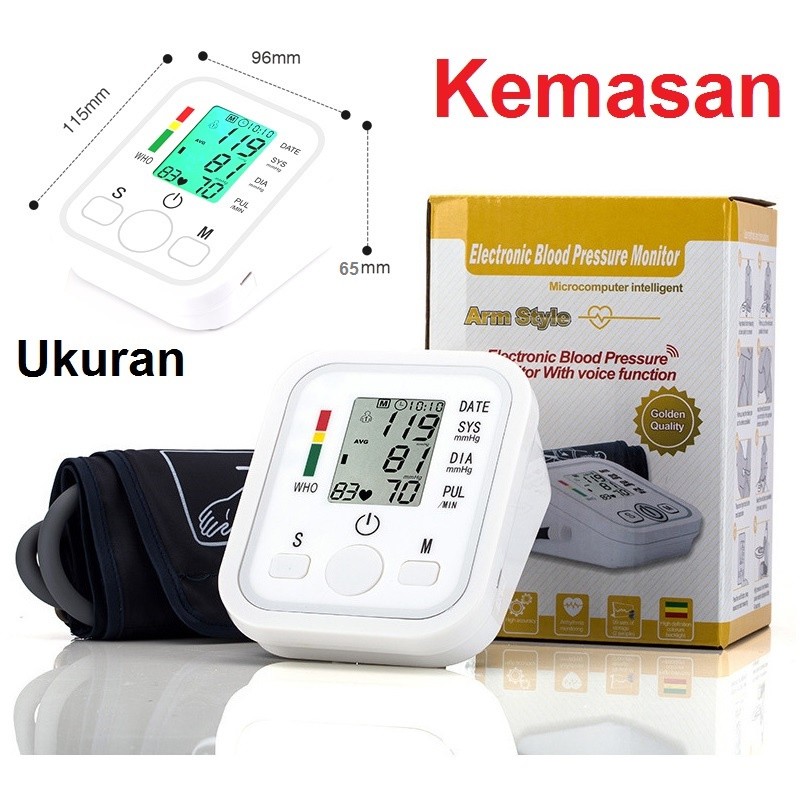 Tensimeter Tensi Meter Pengukur Tekanan Blood Pressure Monitor Portable Digital Darah Alat LCD Besar