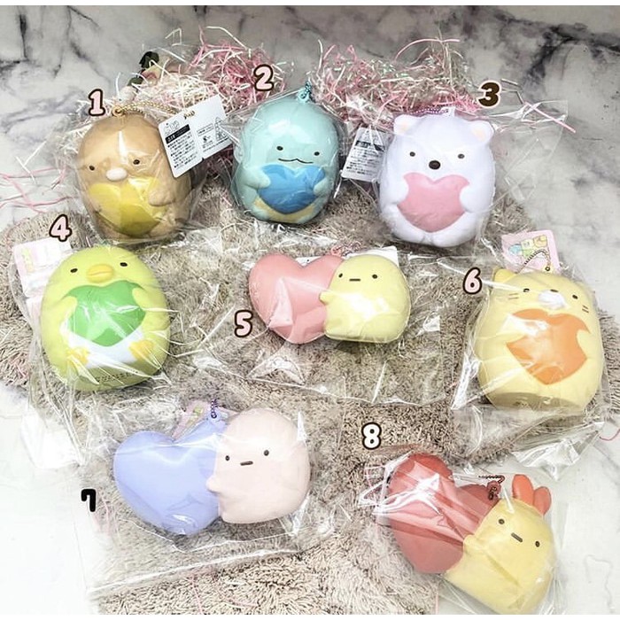 PROMO DEFFECT SQUISHY LICENSED sumikko gurashi heart series by sanx (ORI JAPAN