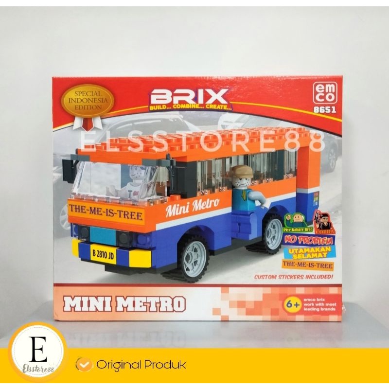 Mainan Lego Emco 8651 Brix Special Indonesia Edition Mini Metro Original