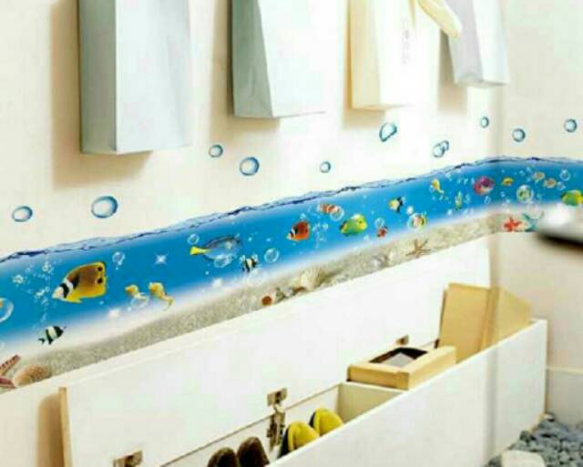 RELIZA Wallsticker  / Wall Sticker BORDER LIST IKAN KAMAR MANDI TOILET AY 917 STIKER DINDINGp