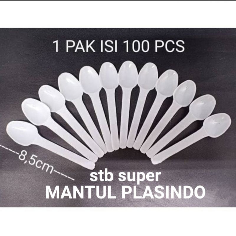 isi 100pcs sendok stb super / sendok ice cream putih susu