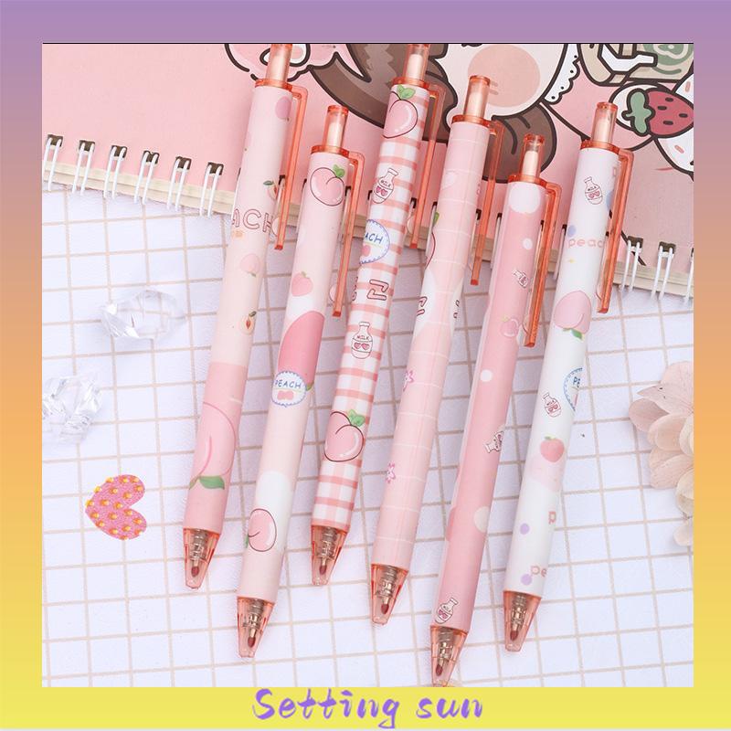 

0.5mm Tip Siswa Pola Persik Gadis Lucu Jenis Pers Pena Gel Menulis Halus TN