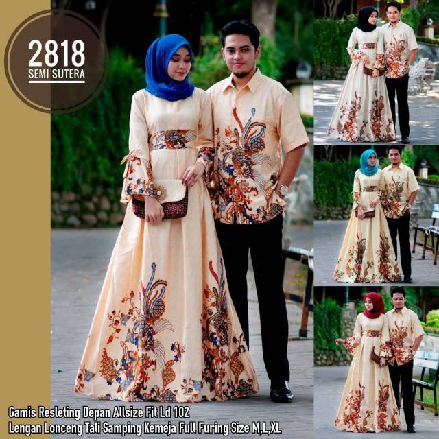 Couple gamis semi sutera sarimbit sutra 2818