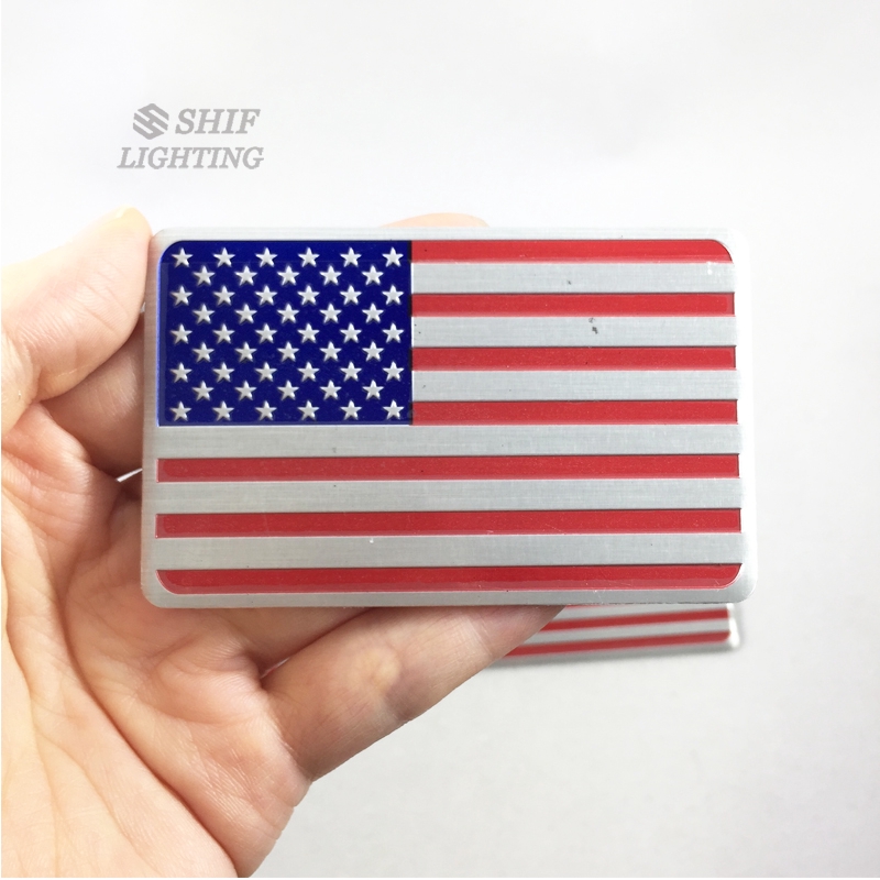 1Pc Stiker Emblem / Badge Motif Bendera Amerika Bahan Aluminium untuk Mobil