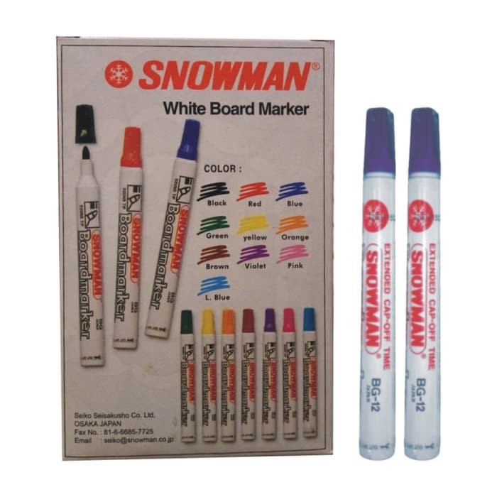 

Spidol Snowman White Board Biru - Isi 12