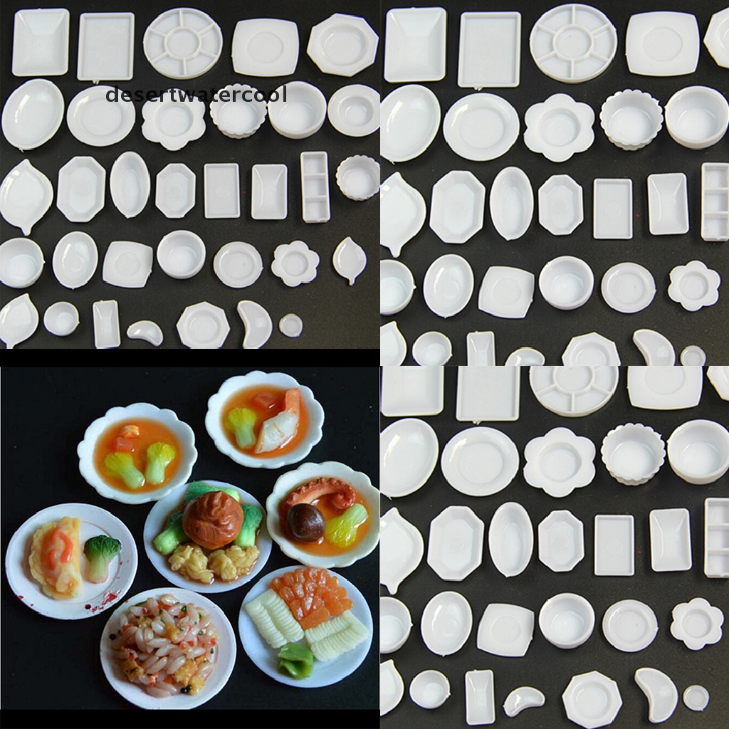 Deid 33pcs / Set Mainan Miniatur Piring + Gelas + Sendok + Garpu Bahan Plastik Untuk Dekorasi Rumah Boneka