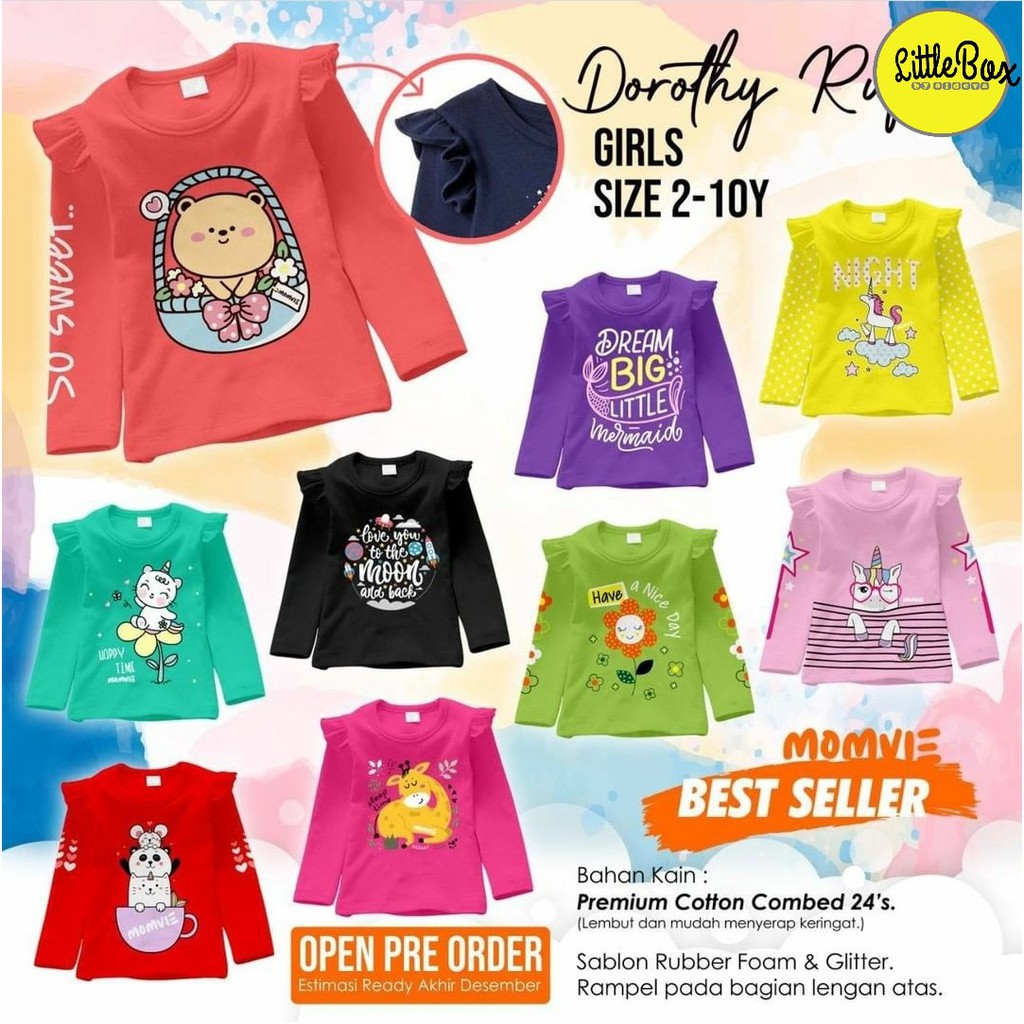 Kaos Panjang Anak Perempuan Momvie Dorothy Ruffle Momvie 2 - 8 Tahun
