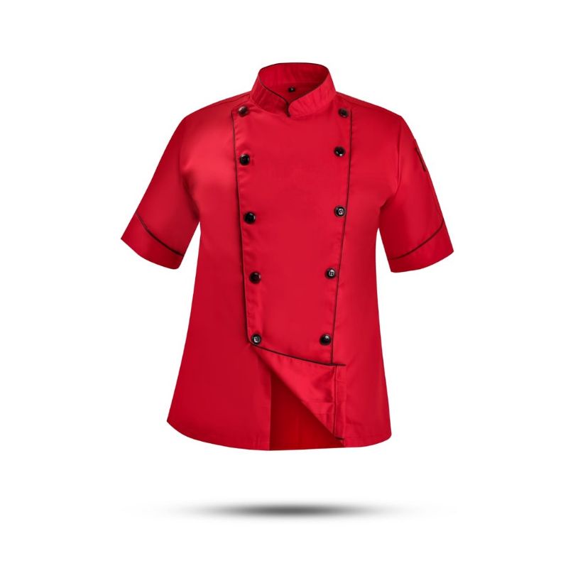 Baju Seragam Kerja Koki Chef Polos Jumbo Pria Wanita Lengan Pendek import