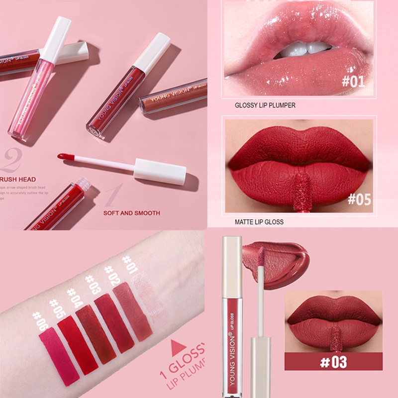 Allphv Glossy Lip Gloss Matte Waterproof Plumping Moisturizing Non Sticky Sexy Lip Glaze Lipstick-Tahan Air Menempel Pelembab Tidak Lengket Sexy Lip Glaze Lipstik