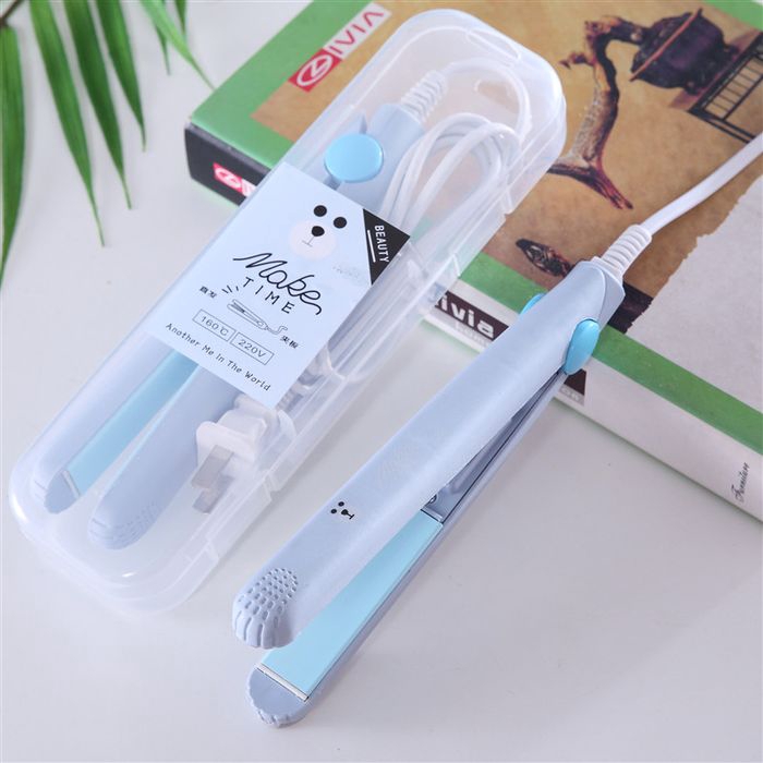 Catokan Mini Alat Catok Rambut Mini 2in1 Set Lurus dan Keriting Make Time Karakter-Biru