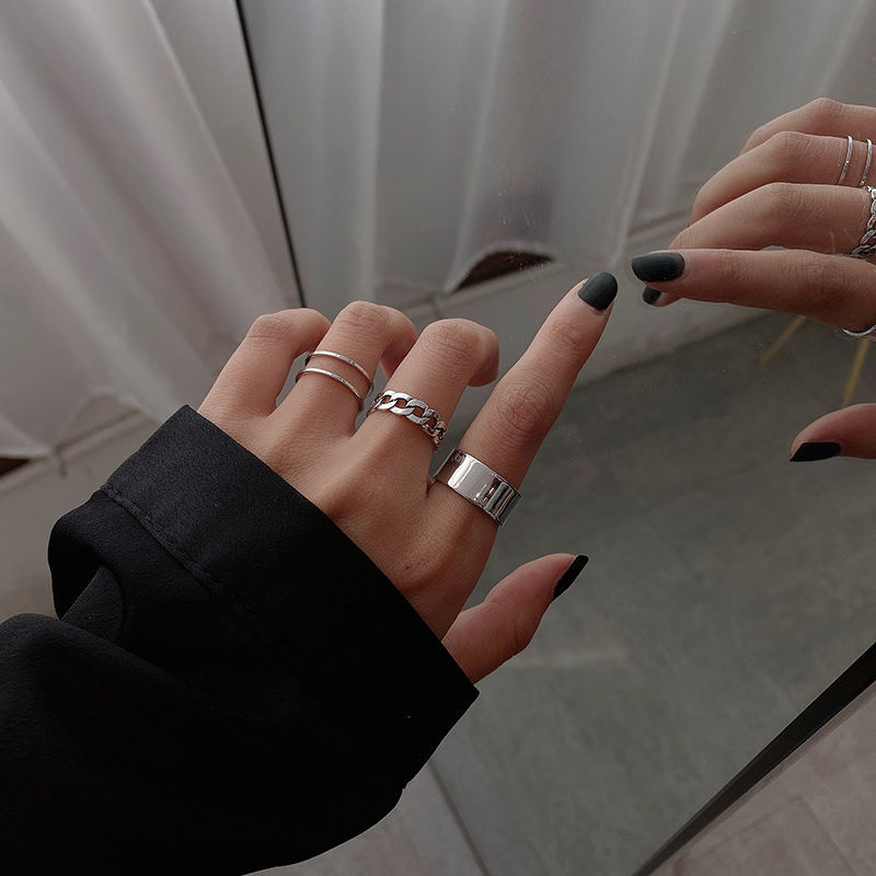 3pcs ring set Hip-hop Punk  Korea Ig Minimalist Sex Cold Terroir Cool Ring Couple Ring Female Student Simple