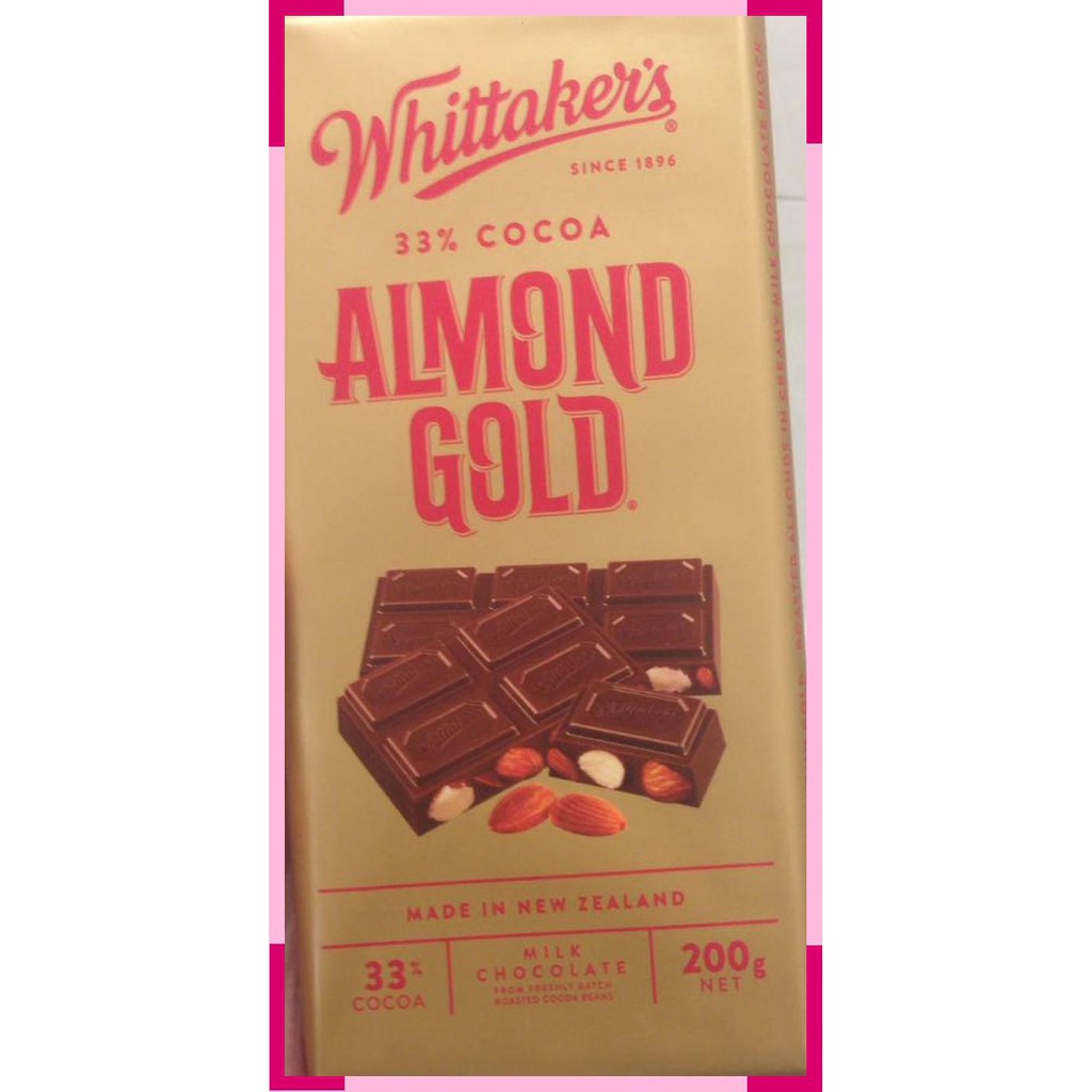 Whittakers | almond gold | milk chocolate | 200 gram | New Zealand