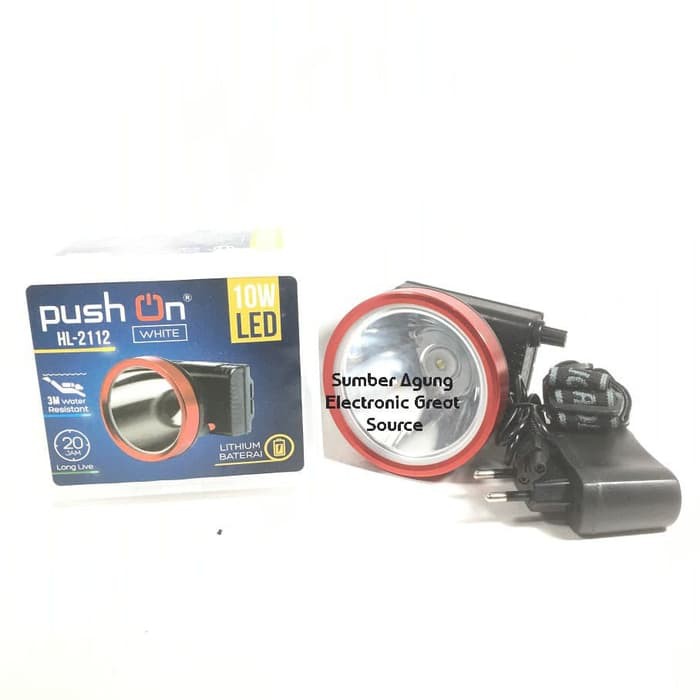 Senter Kepala Push On HL2112 10W Dimmer Cahaya Putih Selam Menyelam 3M