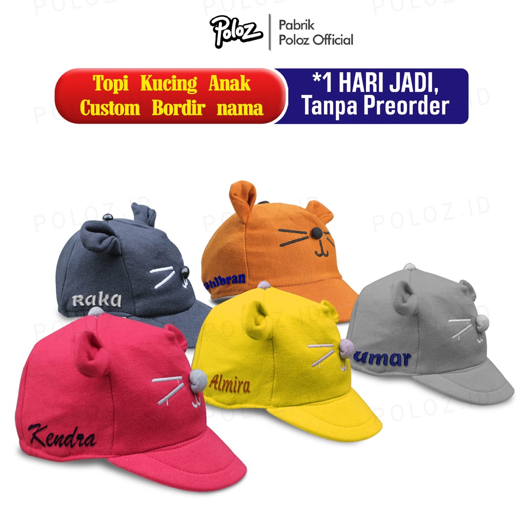 TOPI BAYI BORDIR NAMA TOPI BAYI BORDIR NAMA ANAK  KUCING BORDIR NAMA TOPI BAYI LAKI LAKI PEREMPUAN