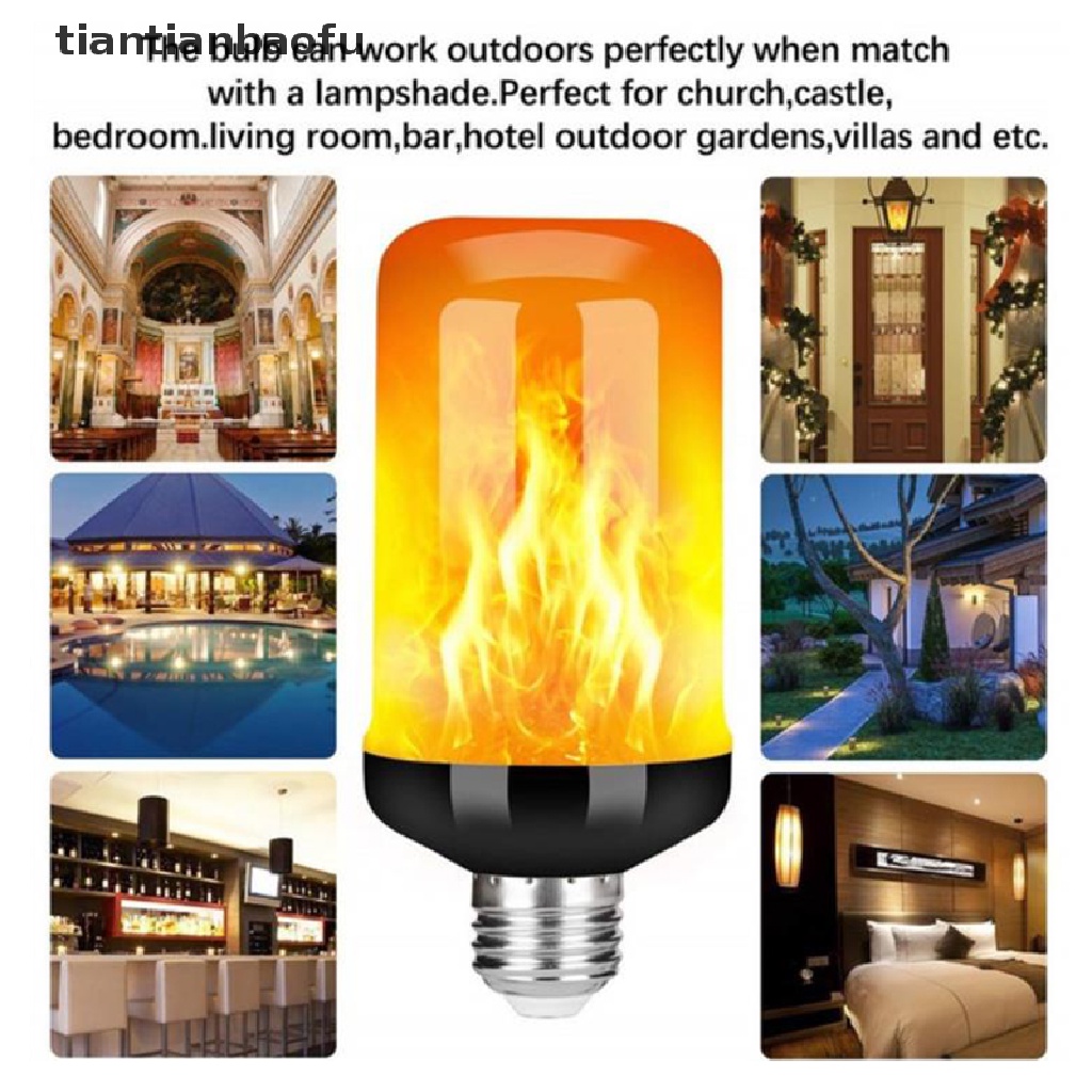 [tiantianbaofu] 1Pc LED Flame Effect Fire Light Bulb E27 Simulated Nature Flicker Lamp Decor Boutique